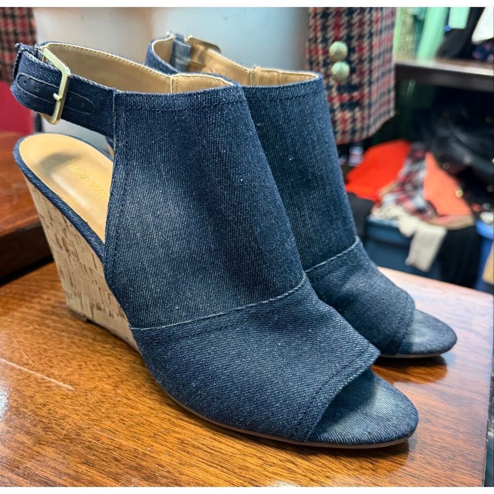 Nine West Blue Denim Wedge Heels Women’s Size 11 - Picture 3 of 9